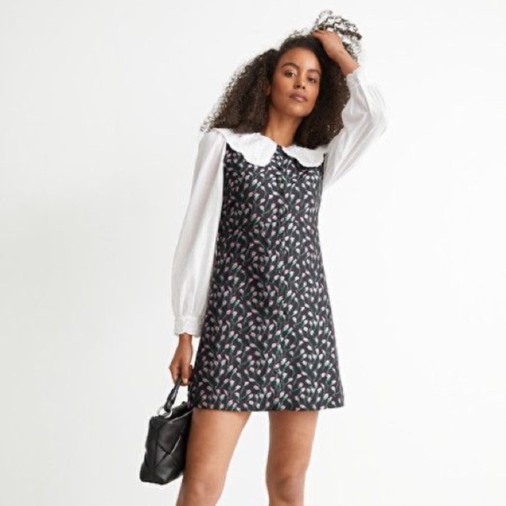 & Other Stories Embroidered Jacquard Mini Dress